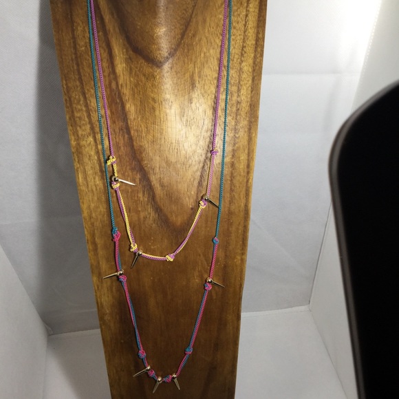 Multicolor chain with gold spikes BoHo festival - Picture 2 of 4